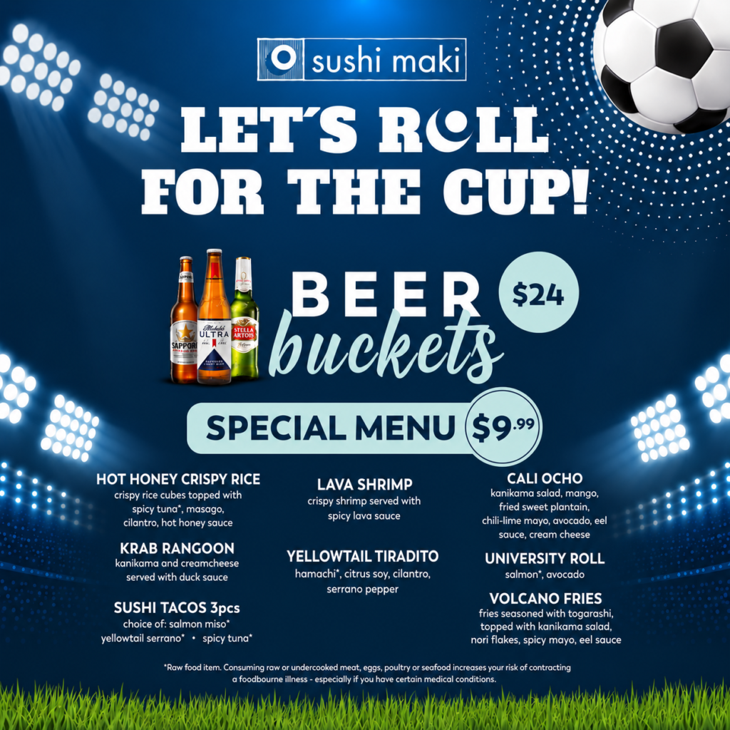 sushi maki world cup match day menu